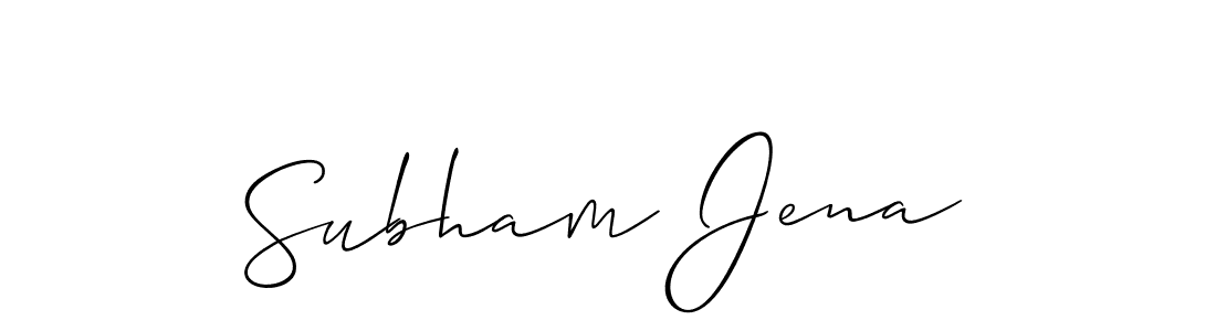 The best way (Allison_Script) to make a short signature is to pick only two or three words in your name. The name Subham Jena include a total of six letters. For converting this name. Subham Jena signature style 2 images and pictures png