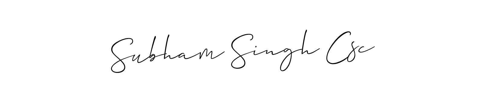 Create a beautiful signature design for name Subham Singh Csc. With this signature (Allison_Script) fonts, you can make a handwritten signature for free. Subham Singh Csc signature style 2 images and pictures png