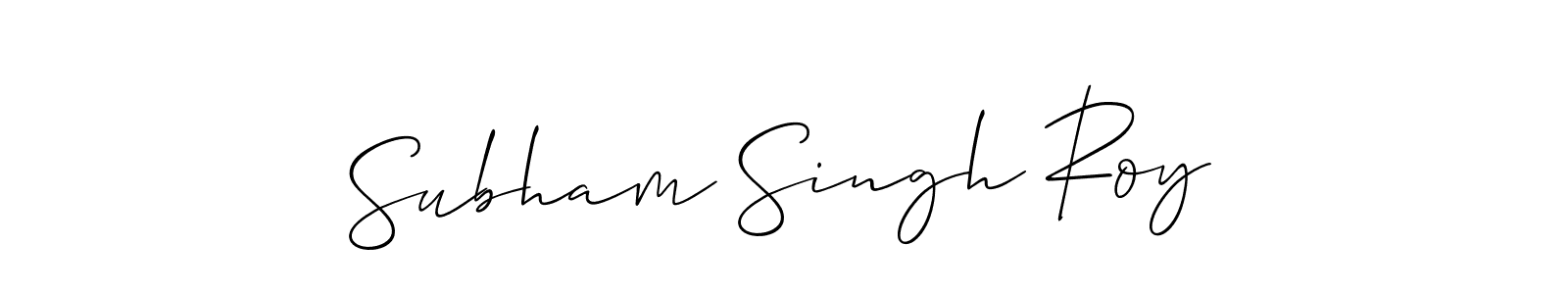 You should practise on your own different ways (Allison_Script) to write your name (Subham Singh Roy) in signature. don't let someone else do it for you. Subham Singh Roy signature style 2 images and pictures png