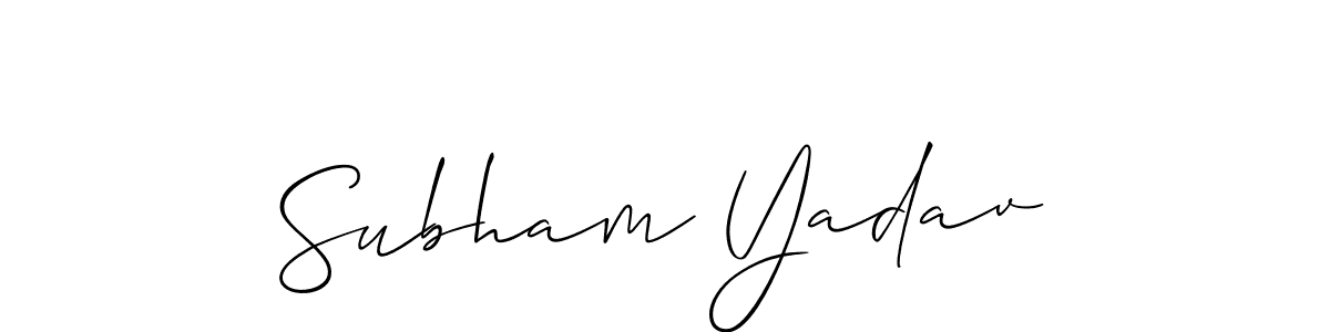 You should practise on your own different ways (Allison_Script) to write your name (Subham Yadav) in signature. don't let someone else do it for you. Subham Yadav signature style 2 images and pictures png