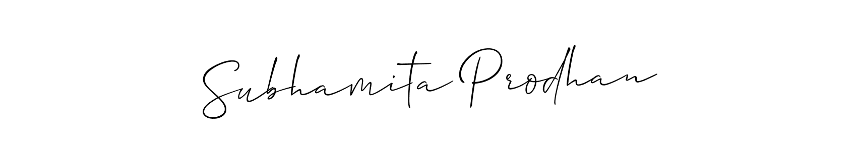 You should practise on your own different ways (Allison_Script) to write your name (Subhamita Prodhan) in signature. don't let someone else do it for you. Subhamita Prodhan signature style 2 images and pictures png