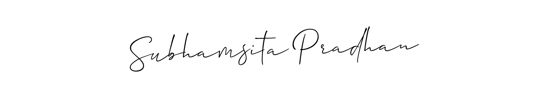 It looks lik you need a new signature style for name Subhamsita Pradhan. Design unique handwritten (Allison_Script) signature with our free signature maker in just a few clicks. Subhamsita Pradhan signature style 2 images and pictures png