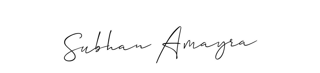Use a signature maker to create a handwritten signature online. With this signature software, you can design (Allison_Script) your own signature for name Subhan Amayra. Subhan Amayra signature style 2 images and pictures png