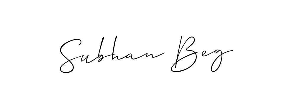 Create a beautiful signature design for name Subhan Beg. With this signature (Allison_Script) fonts, you can make a handwritten signature for free. Subhan Beg signature style 2 images and pictures png