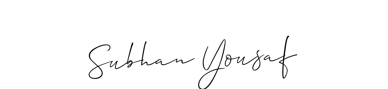 Allison_Script is a professional signature style that is perfect for those who want to add a touch of class to their signature. It is also a great choice for those who want to make their signature more unique. Get Subhan Yousaf name to fancy signature for free. Subhan Yousaf signature style 2 images and pictures png