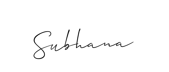 Create a beautiful signature design for name Subhana. With this signature (Allison_Script) fonts, you can make a handwritten signature for free. Subhana signature style 2 images and pictures png