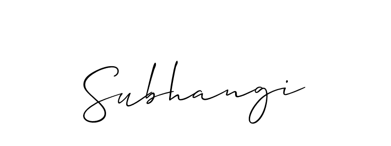 Create a beautiful signature design for name Subhangi. With this signature (Allison_Script) fonts, you can make a handwritten signature for free. Subhangi signature style 2 images and pictures png