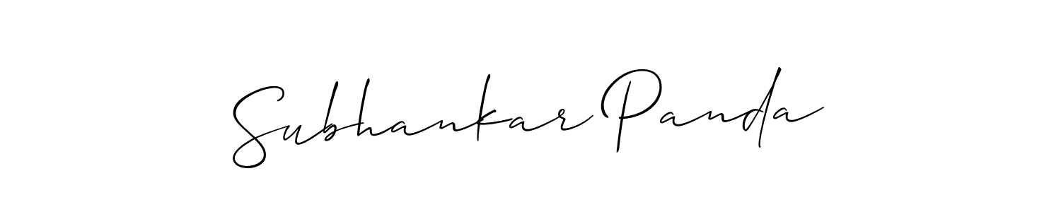 The best way (Allison_Script) to make a short signature is to pick only two or three words in your name. The name Subhankar Panda include a total of six letters. For converting this name. Subhankar Panda signature style 2 images and pictures png