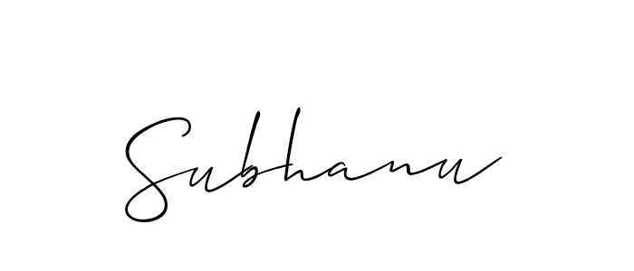 How to make Subhanu signature? Allison_Script is a professional autograph style. Create handwritten signature for Subhanu name. Subhanu signature style 2 images and pictures png
