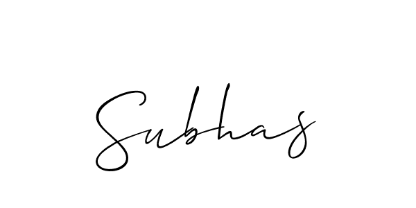 Design your own signature with our free online signature maker. With this signature software, you can create a handwritten (Allison_Script) signature for name Subhas. Subhas signature style 2 images and pictures png