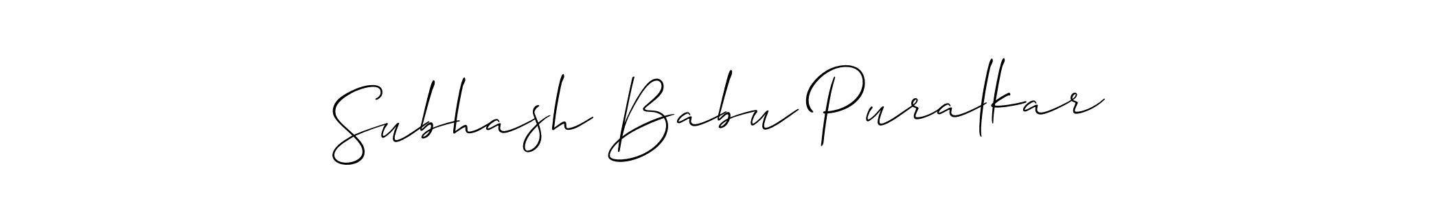 if you are searching for the best signature style for your name Subhash Babu Puralkar. so please give up your signature search. here we have designed multiple signature styles  using Allison_Script. Subhash Babu Puralkar signature style 2 images and pictures png