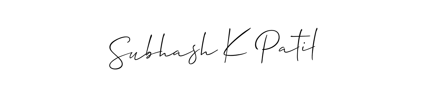 Make a beautiful signature design for name Subhash K Patil. With this signature (Allison_Script) style, you can create a handwritten signature for free. Subhash K Patil signature style 2 images and pictures png