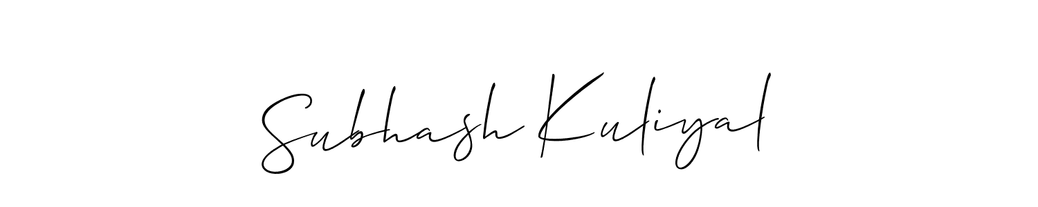 Design your own signature with our free online signature maker. With this signature software, you can create a handwritten (Allison_Script) signature for name Subhash Kuliyal. Subhash Kuliyal signature style 2 images and pictures png