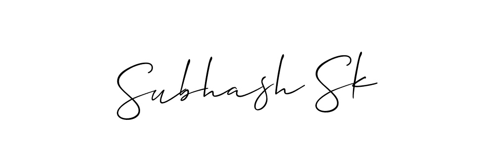 The best way (Allison_Script) to make a short signature is to pick only two or three words in your name. The name Subhash Sk include a total of six letters. For converting this name. Subhash Sk signature style 2 images and pictures png