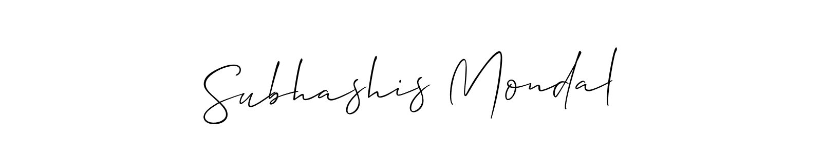 Use a signature maker to create a handwritten signature online. With this signature software, you can design (Allison_Script) your own signature for name Subhashis Mondal. Subhashis Mondal signature style 2 images and pictures png