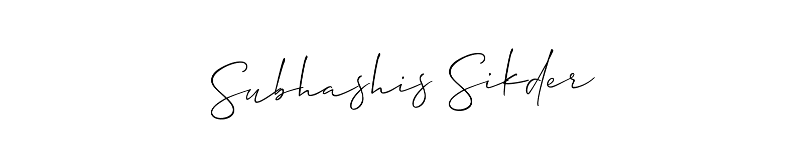 You should practise on your own different ways (Allison_Script) to write your name (Subhashis Sikder) in signature. don't let someone else do it for you. Subhashis Sikder signature style 2 images and pictures png