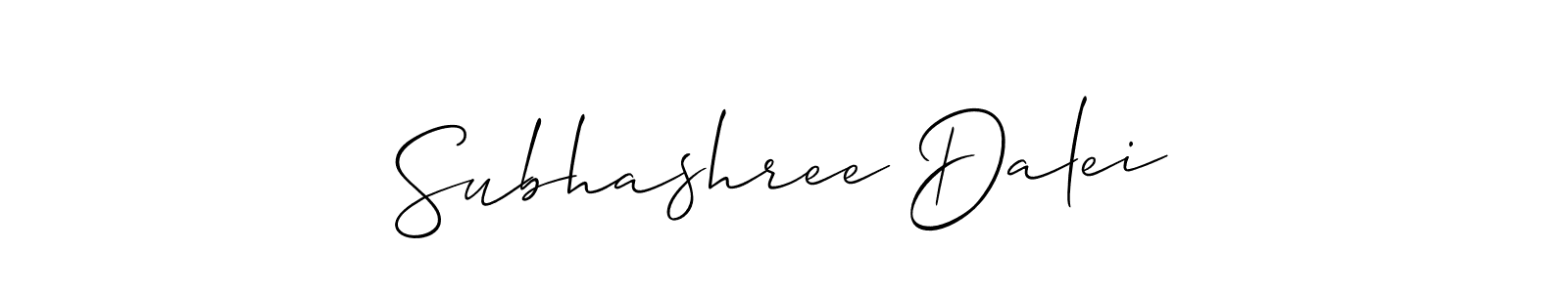 This is the best signature style for the Subhashree Dalei name. Also you like these signature font (Allison_Script). Mix name signature. Subhashree Dalei signature style 2 images and pictures png