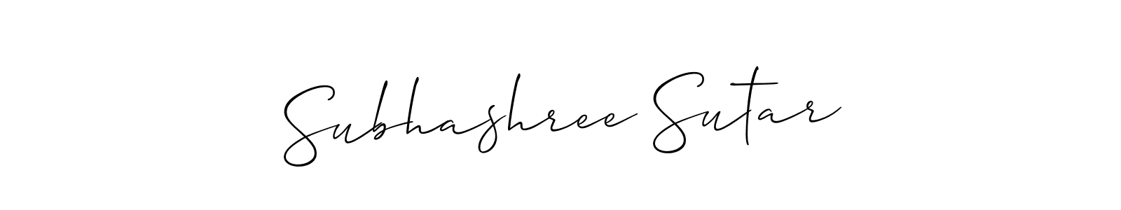 How to make Subhashree Sutar name signature. Use Allison_Script style for creating short signs online. This is the latest handwritten sign. Subhashree Sutar signature style 2 images and pictures png