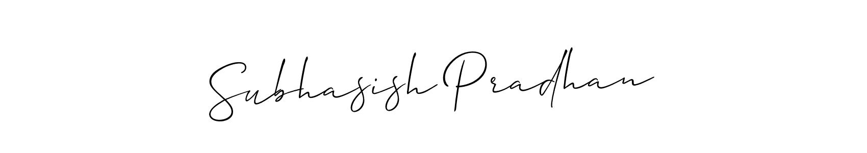 How to Draw Subhasish Pradhan signature style? Allison_Script is a latest design signature styles for name Subhasish Pradhan. Subhasish Pradhan signature style 2 images and pictures png