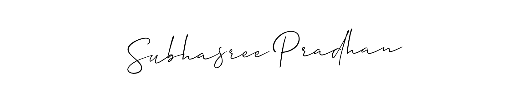 Subhasree Pradhan stylish signature style. Best Handwritten Sign (Allison_Script) for my name. Handwritten Signature Collection Ideas for my name Subhasree Pradhan. Subhasree Pradhan signature style 2 images and pictures png