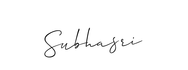 Use a signature maker to create a handwritten signature online. With this signature software, you can design (Allison_Script) your own signature for name Subhasri. Subhasri signature style 2 images and pictures png