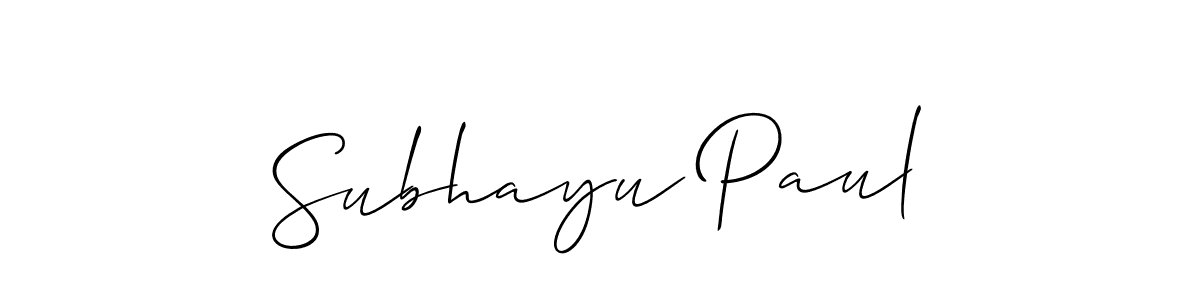 It looks lik you need a new signature style for name Subhayu Paul. Design unique handwritten (Allison_Script) signature with our free signature maker in just a few clicks. Subhayu Paul signature style 2 images and pictures png