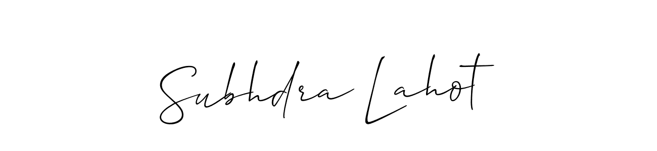 It looks lik you need a new signature style for name Subhdra Lahot. Design unique handwritten (Allison_Script) signature with our free signature maker in just a few clicks. Subhdra Lahot signature style 2 images and pictures png