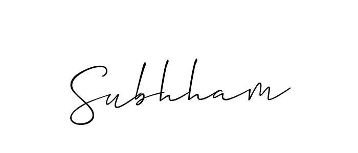 Also we have Subhham name is the best signature style. Create professional handwritten signature collection using Allison_Script autograph style. Subhham signature style 2 images and pictures png