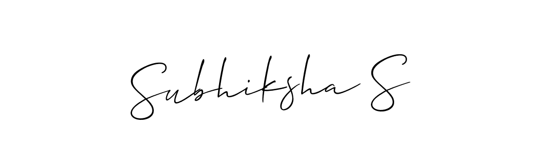 The best way (Allison_Script) to make a short signature is to pick only two or three words in your name. The name Subhiksha S include a total of six letters. For converting this name. Subhiksha S signature style 2 images and pictures png