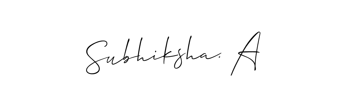 The best way (Allison_Script) to make a short signature is to pick only two or three words in your name. The name Subhiksha. A include a total of six letters. For converting this name. Subhiksha. A signature style 2 images and pictures png