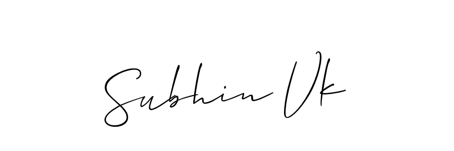 The best way (Allison_Script) to make a short signature is to pick only two or three words in your name. The name Subhin Vk include a total of six letters. For converting this name. Subhin Vk signature style 2 images and pictures png