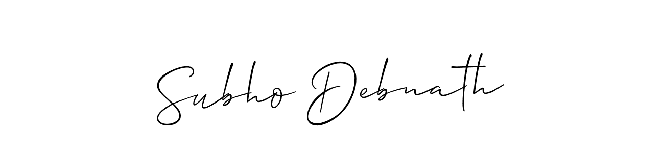 Create a beautiful signature design for name Subho Debnath. With this signature (Allison_Script) fonts, you can make a handwritten signature for free. Subho Debnath signature style 2 images and pictures png