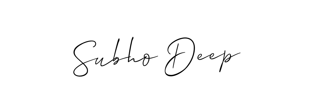 Use a signature maker to create a handwritten signature online. With this signature software, you can design (Allison_Script) your own signature for name Subho Deep. Subho Deep signature style 2 images and pictures png