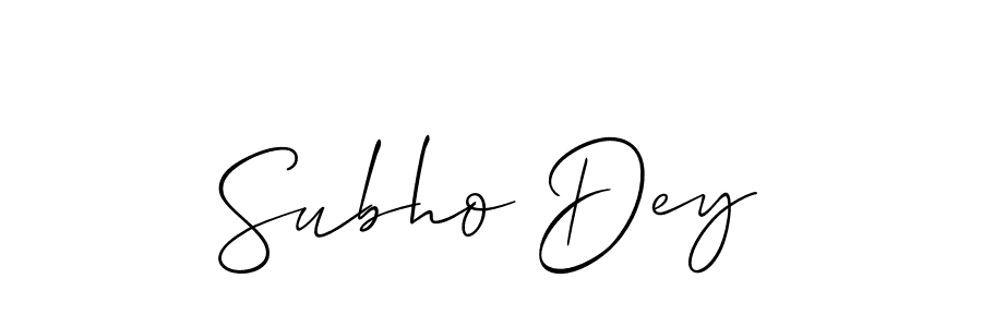 Make a beautiful signature design for name Subho Dey. With this signature (Allison_Script) style, you can create a handwritten signature for free. Subho Dey signature style 2 images and pictures png