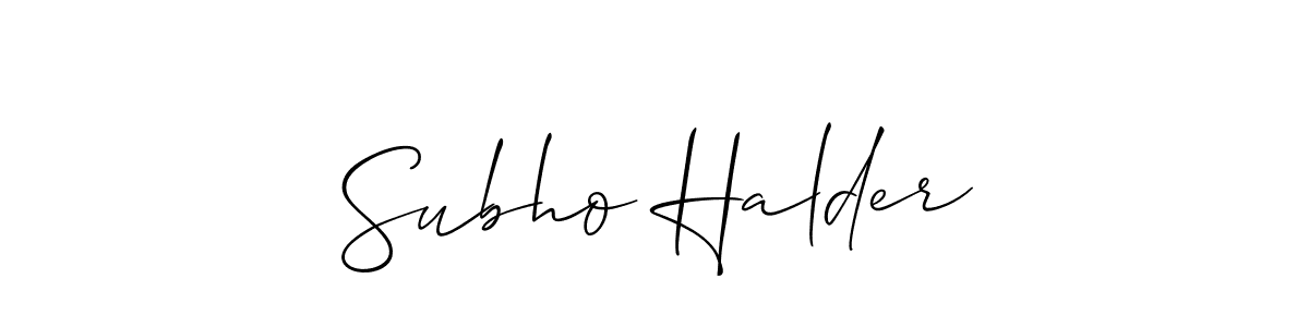 Allison_Script is a professional signature style that is perfect for those who want to add a touch of class to their signature. It is also a great choice for those who want to make their signature more unique. Get Subho Halder name to fancy signature for free. Subho Halder signature style 2 images and pictures png