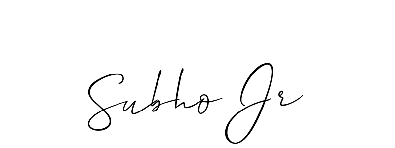 Allison_Script is a professional signature style that is perfect for those who want to add a touch of class to their signature. It is also a great choice for those who want to make their signature more unique. Get Subho Jr name to fancy signature for free. Subho Jr signature style 2 images and pictures png
