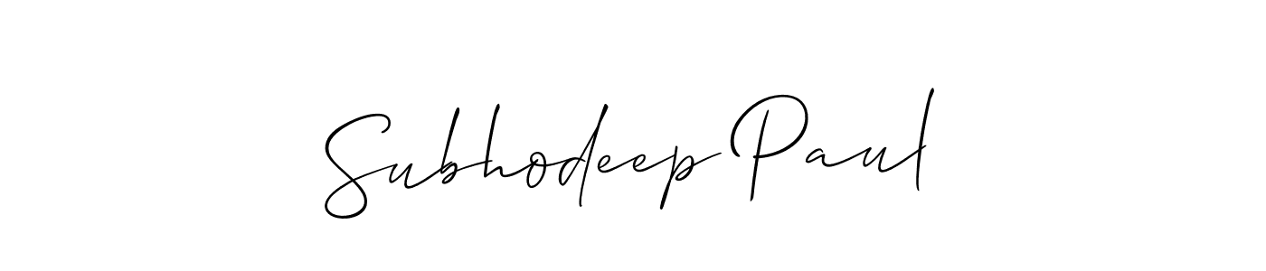How to make Subhodeep Paul name signature. Use Allison_Script style for creating short signs online. This is the latest handwritten sign. Subhodeep Paul signature style 2 images and pictures png