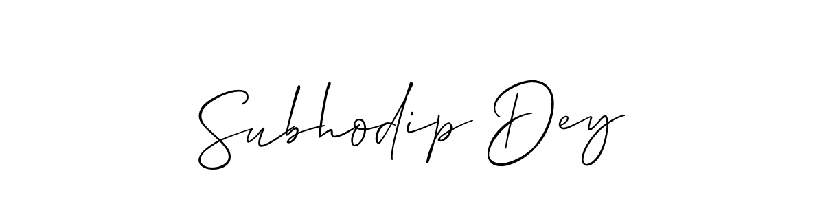 Make a short Subhodip Dey signature style. Manage your documents anywhere anytime using Allison_Script. Create and add eSignatures, submit forms, share and send files easily. Subhodip Dey signature style 2 images and pictures png