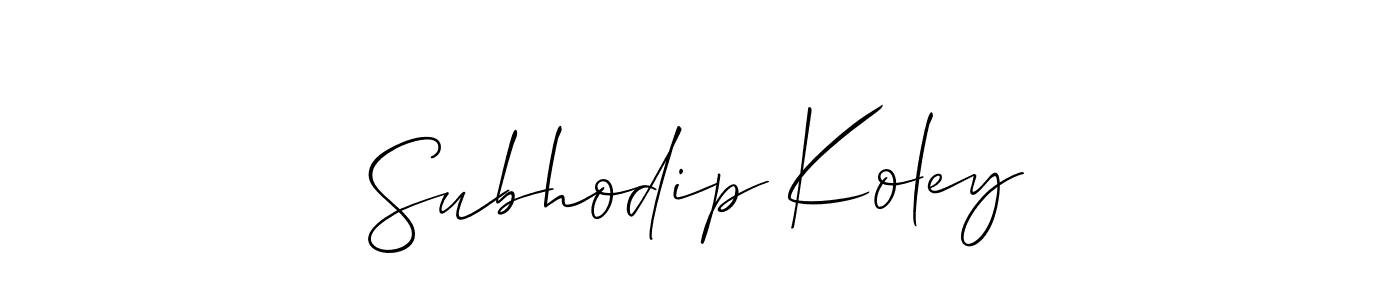 Check out images of Autograph of Subhodip Koley name. Actor Subhodip Koley Signature Style. Allison_Script is a professional sign style online. Subhodip Koley signature style 2 images and pictures png
