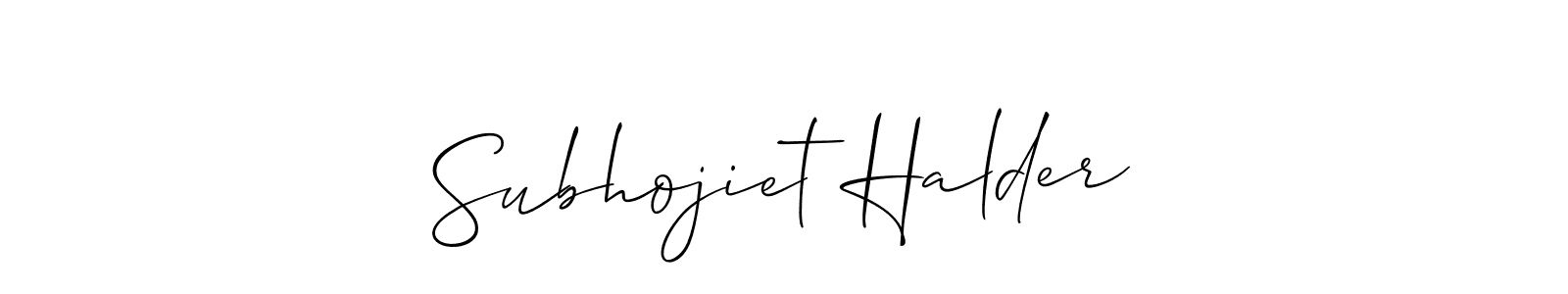 Use a signature maker to create a handwritten signature online. With this signature software, you can design (Allison_Script) your own signature for name Subhojiet Halder. Subhojiet Halder signature style 2 images and pictures png