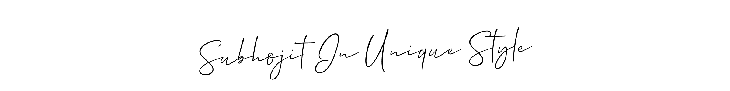 This is the best signature style for the Subhojit In Unique Style name. Also you like these signature font (Allison_Script). Mix name signature. Subhojit In Unique Style signature style 2 images and pictures png