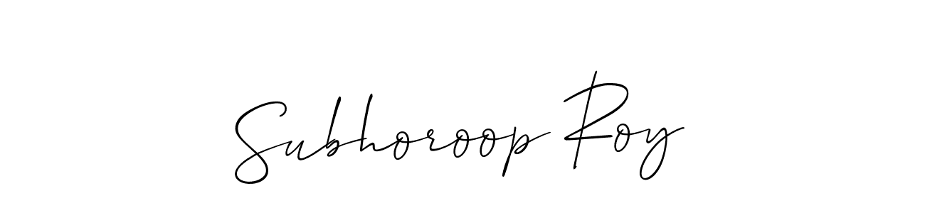 It looks lik you need a new signature style for name Subhoroop Roy. Design unique handwritten (Allison_Script) signature with our free signature maker in just a few clicks. Subhoroop Roy signature style 2 images and pictures png