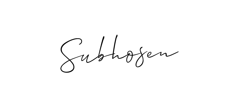 It looks lik you need a new signature style for name Subhosen. Design unique handwritten (Allison_Script) signature with our free signature maker in just a few clicks. Subhosen signature style 2 images and pictures png