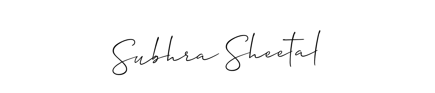 Make a short Subhra Sheetal signature style. Manage your documents anywhere anytime using Allison_Script. Create and add eSignatures, submit forms, share and send files easily. Subhra Sheetal signature style 2 images and pictures png
