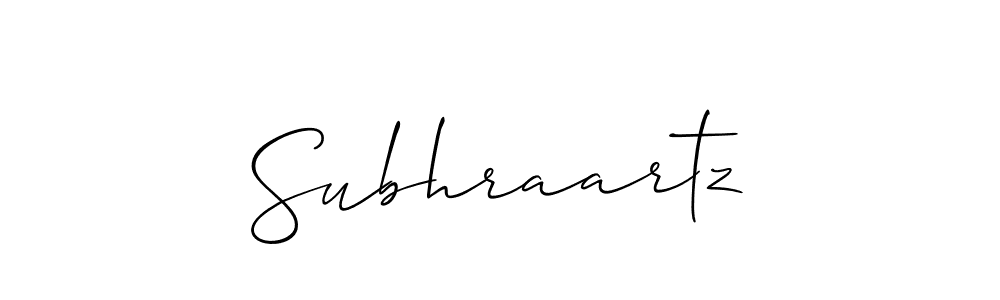 Also You can easily find your signature by using the search form. We will create Subhraartz name handwritten signature images for you free of cost using Allison_Script sign style. Subhraartz signature style 2 images and pictures png