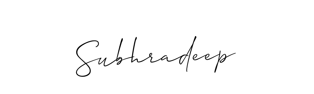 How to make Subhradeep name signature. Use Allison_Script style for creating short signs online. This is the latest handwritten sign. Subhradeep signature style 2 images and pictures png
