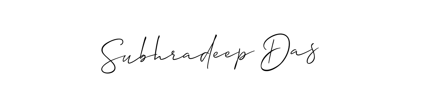Allison_Script is a professional signature style that is perfect for those who want to add a touch of class to their signature. It is also a great choice for those who want to make their signature more unique. Get Subhradeep Das name to fancy signature for free. Subhradeep Das signature style 2 images and pictures png