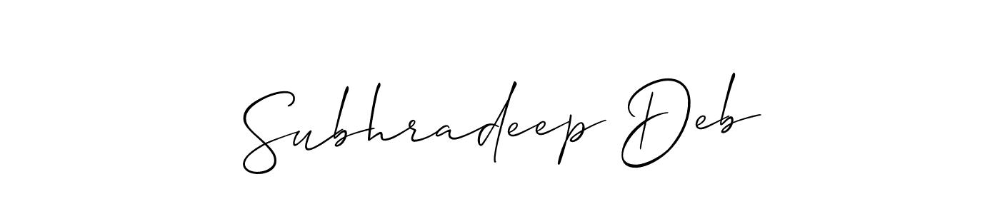 How to make Subhradeep Deb signature? Allison_Script is a professional autograph style. Create handwritten signature for Subhradeep Deb name. Subhradeep Deb signature style 2 images and pictures png