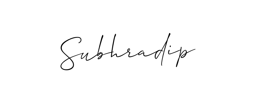 It looks lik you need a new signature style for name Subhradip. Design unique handwritten (Allison_Script) signature with our free signature maker in just a few clicks. Subhradip signature style 2 images and pictures png