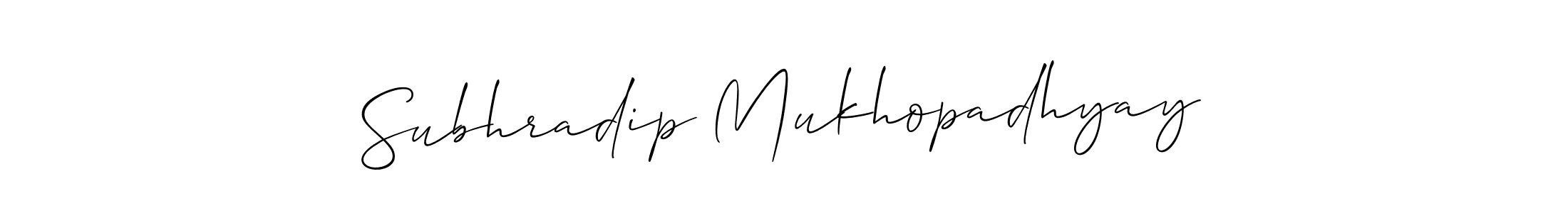 Also we have Subhradip Mukhopadhyay name is the best signature style. Create professional handwritten signature collection using Allison_Script autograph style. Subhradip Mukhopadhyay signature style 2 images and pictures png